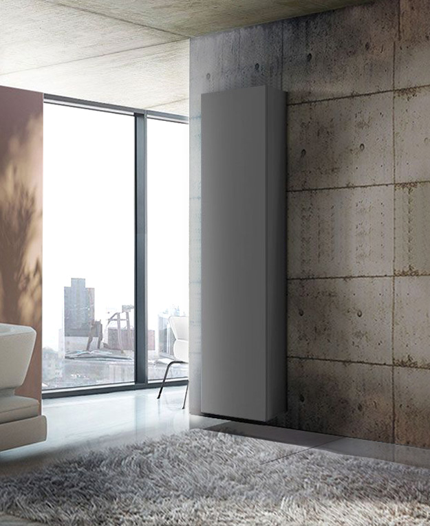 Colonna sospesa con anta battente, finitura Antracite, Made in Italy 