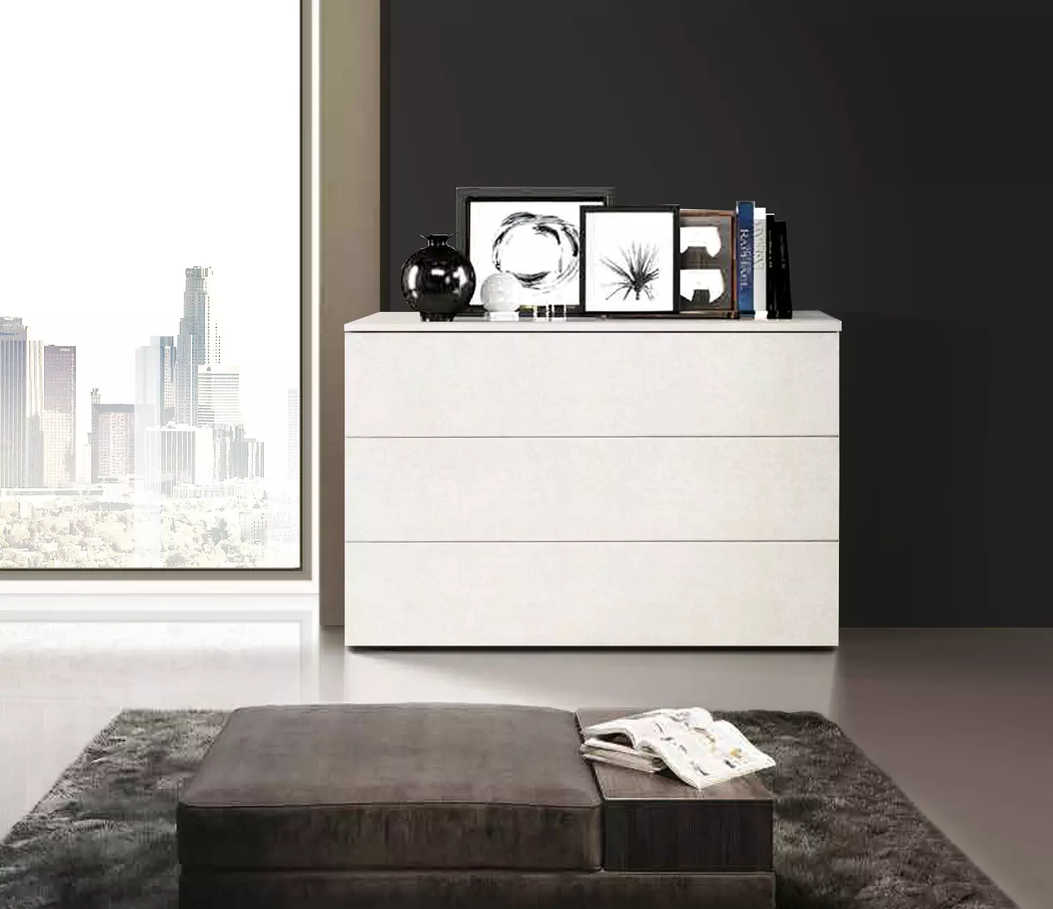 comò bianco spatolato