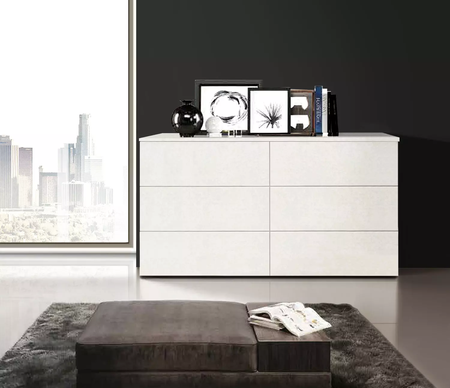 comò 6 cassetti spatolato