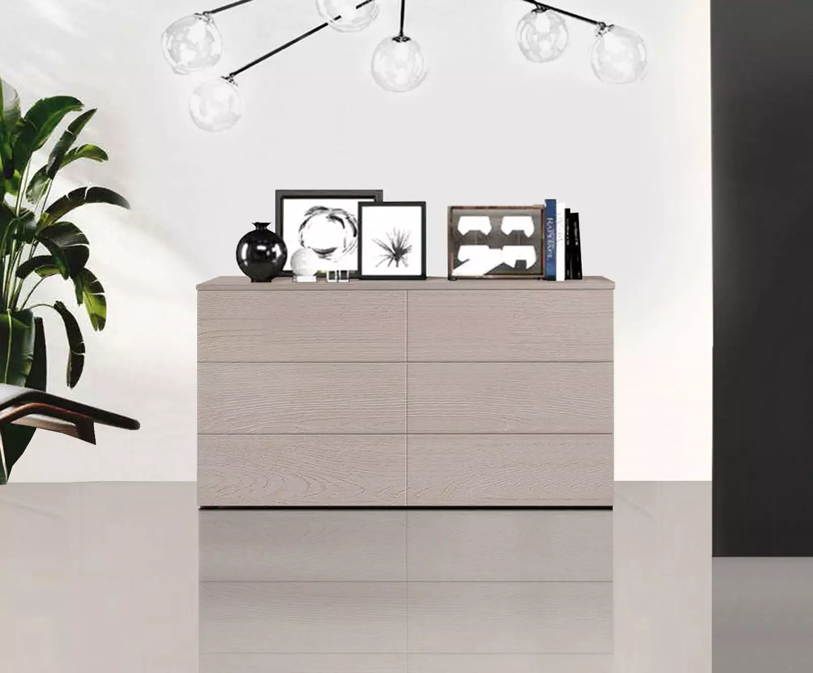 comò a 6 cassetti montato