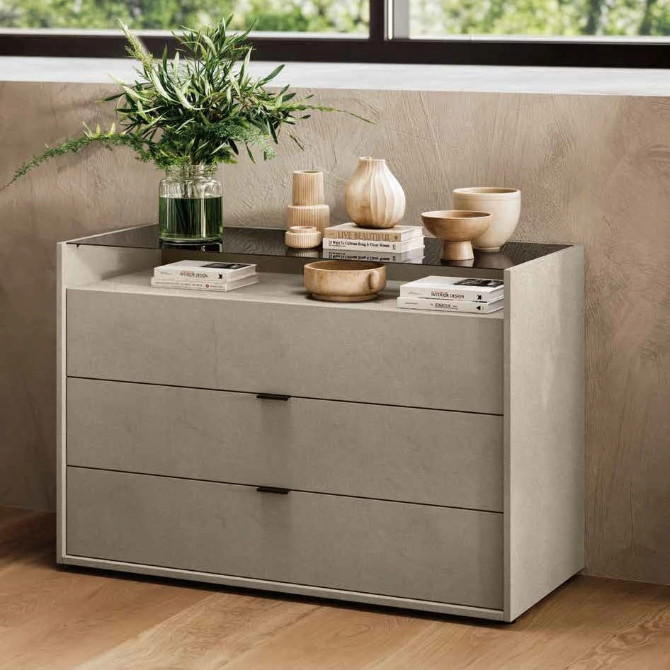 comò top vetro fumè