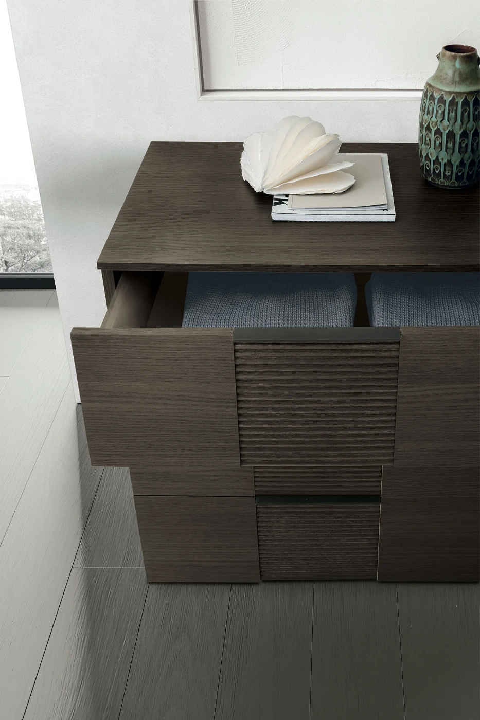 Comò Bliss Tomasella, Rovere moka e Cannettato, L.135 H.76