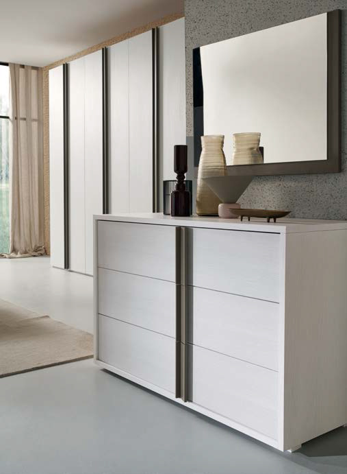 Camera matrimoniale scontata completa, finitura Noce bianco e Grigio londra