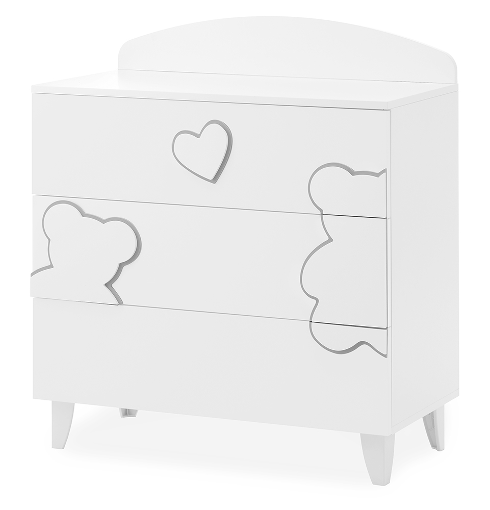 Lettino per neonati Winnie, bianco con decori orsetto