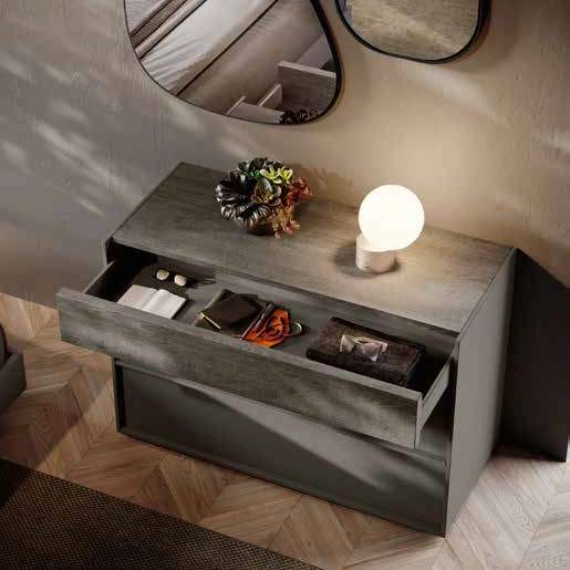 comò moderno grigio e rovere