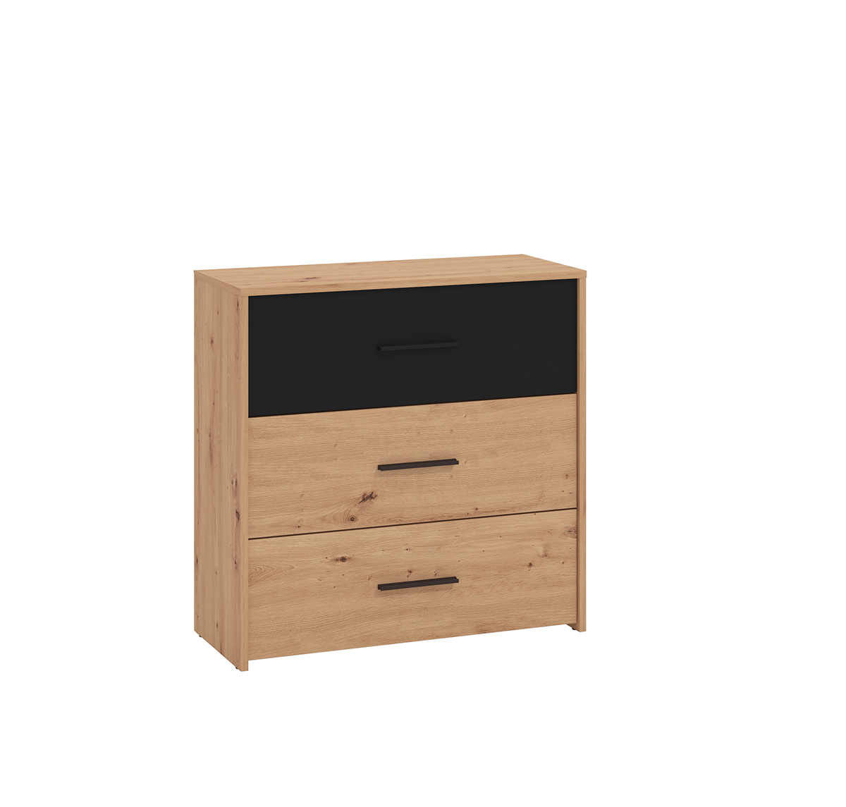 Comò industry 3 cassetti, finitura Rovere e Nero