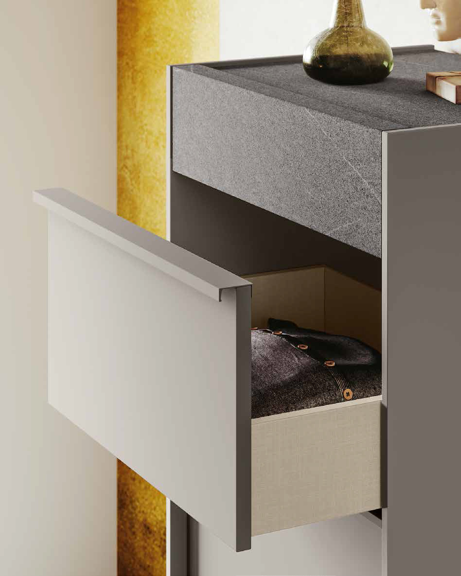 Settimino bicolor Bali, 5 cassetti, Grigio seta e Noce moro