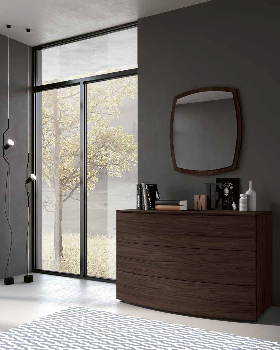 Comò a 3 cassetti moderno, finitura Noce moro