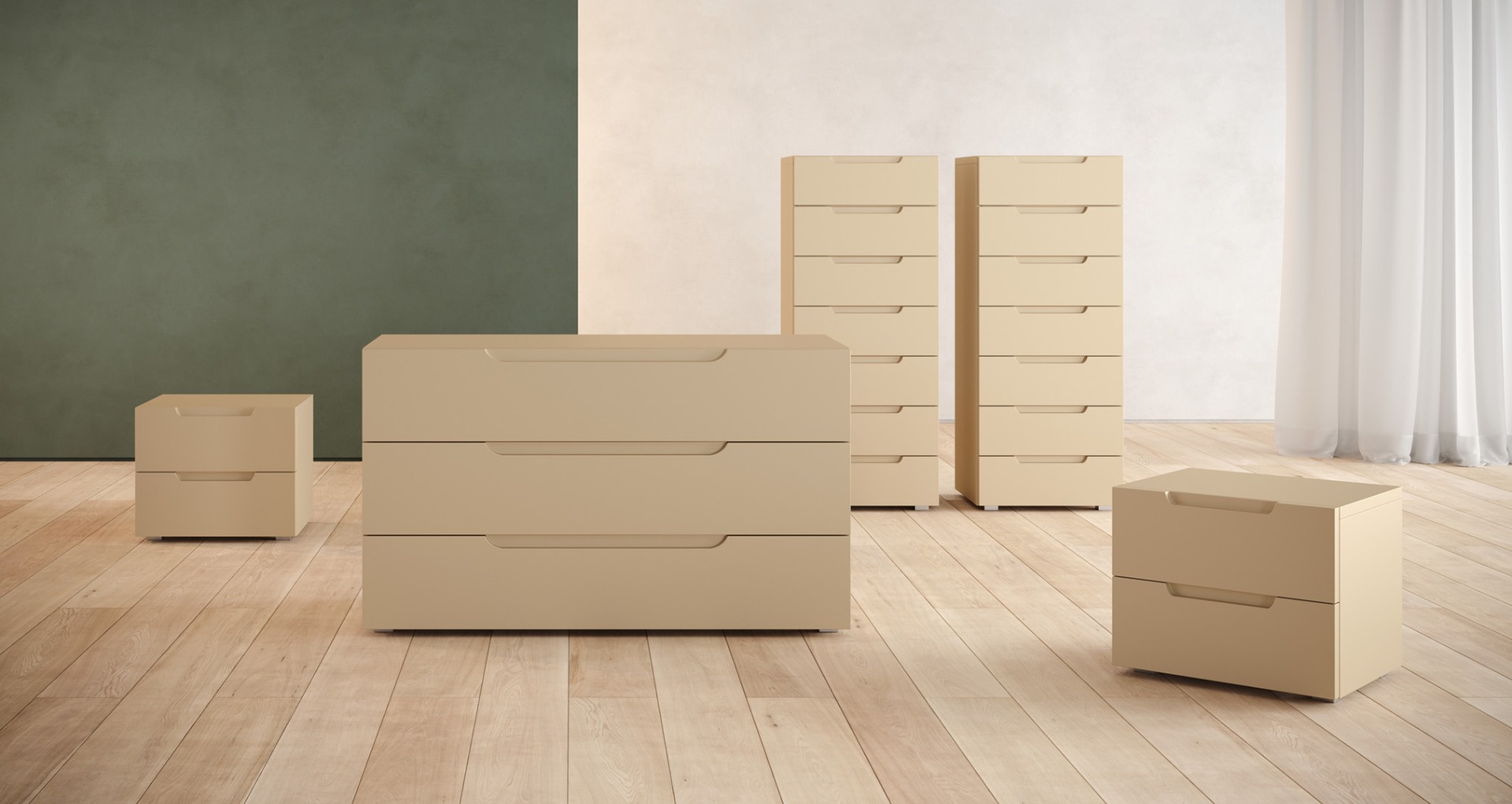 Capiente comò moderno 3 cassetti, laccato opaco Papiro