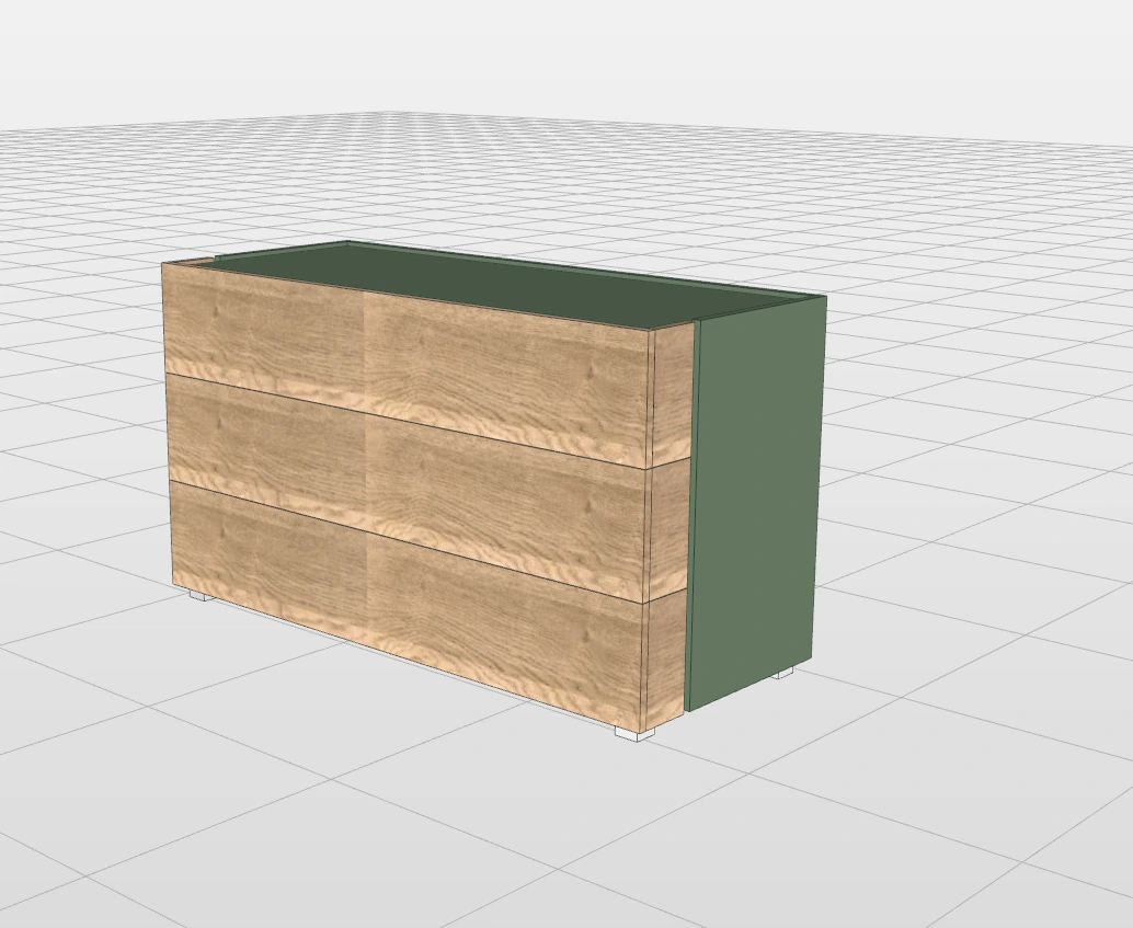 comò laccato verde e rovere