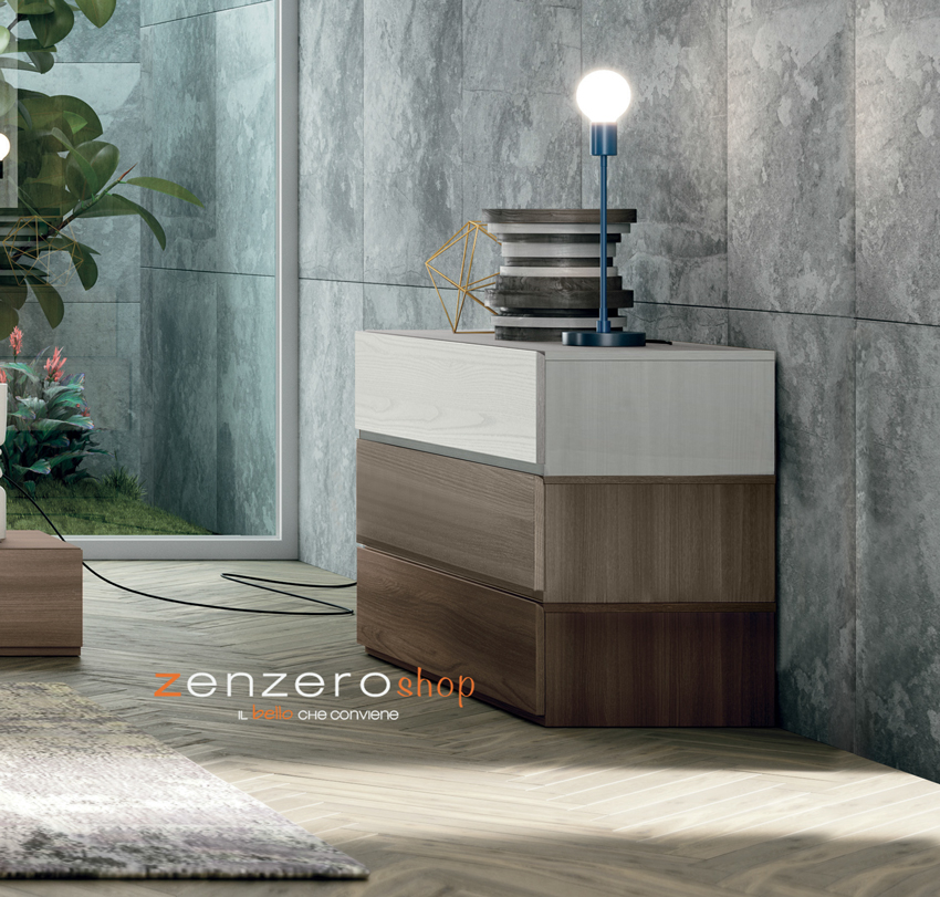 Comò stretto Tricolor con 3 cassetti  di alta qualità 