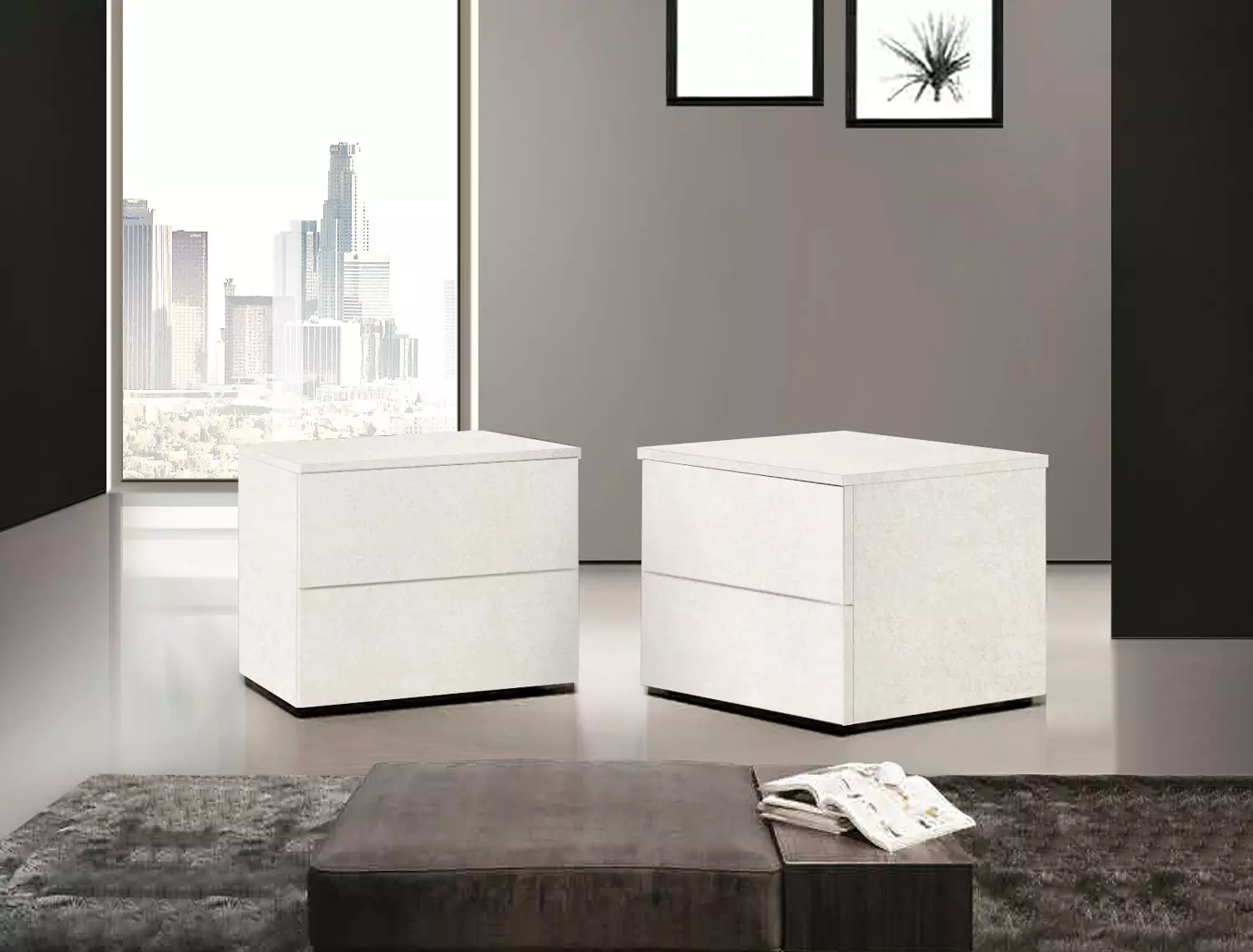 comodino bianco spatolato