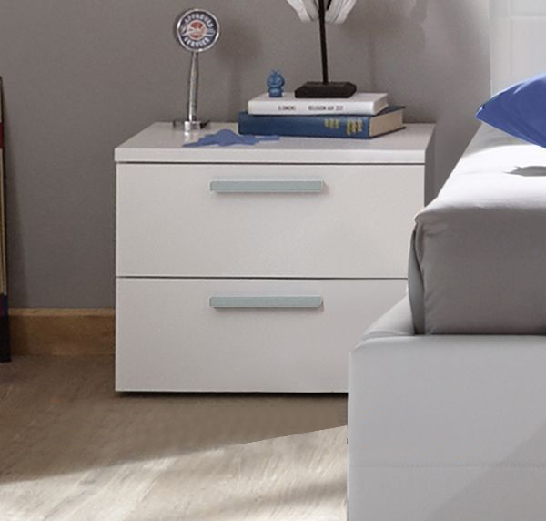 Coppia Comodini a 2 cassetti con maniglie Grigie