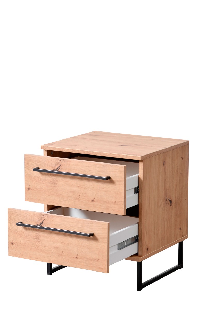 Comodino on 2 cassetti, finitura Rovere