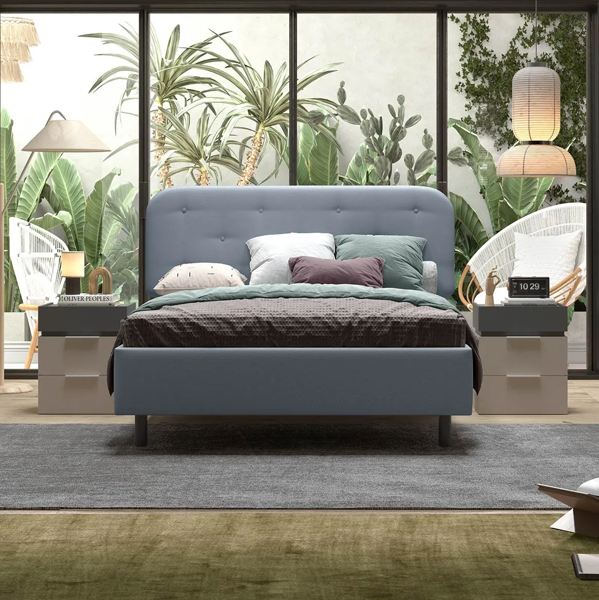 comodino 3 cassetti argilla