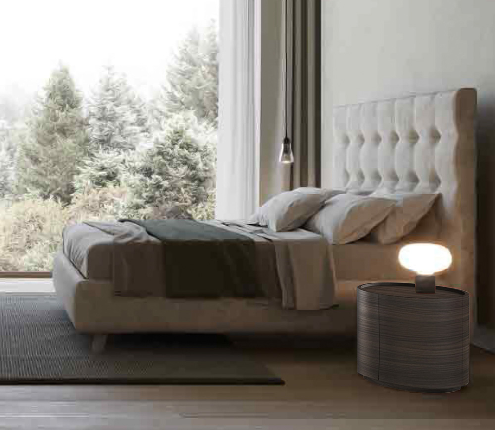 Coppia di comodini di design finitura nobilitato Teak 