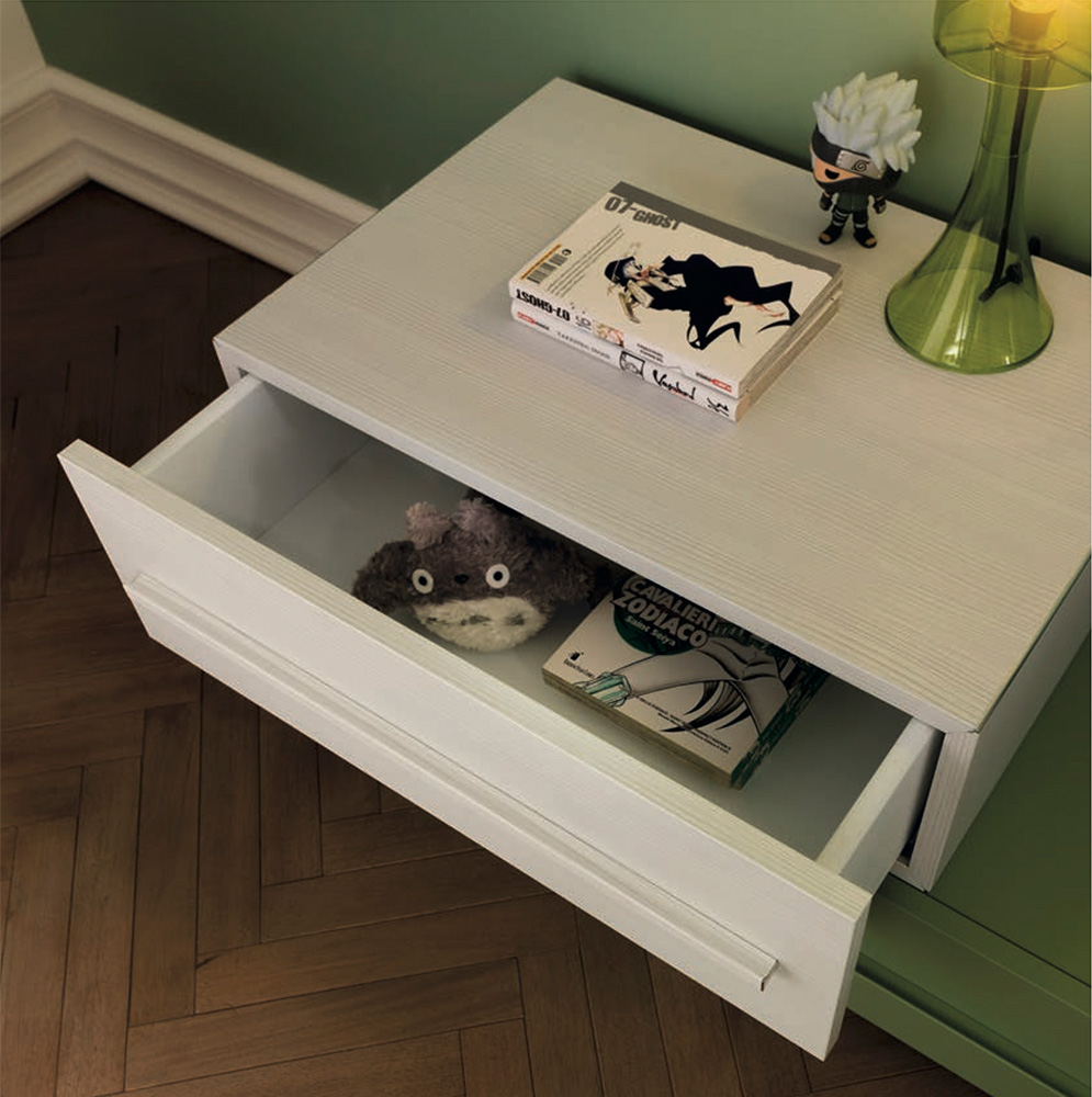 Comodino sfalsato Moretti Compact, Betulla e Flora laccato