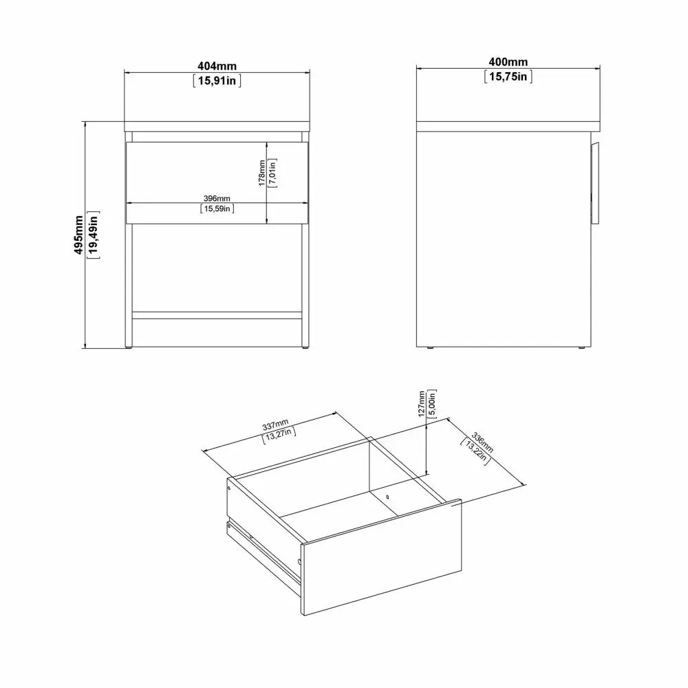 comodino bianco lucido