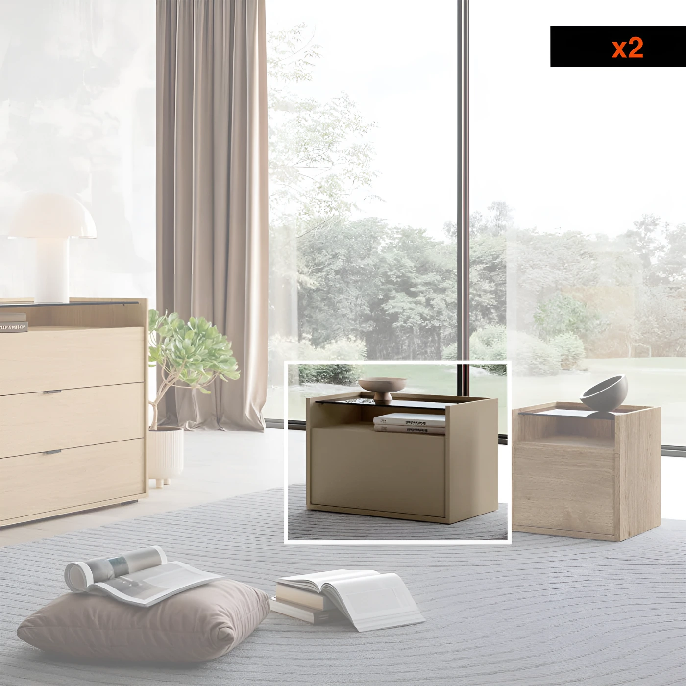 comodino moderno visone