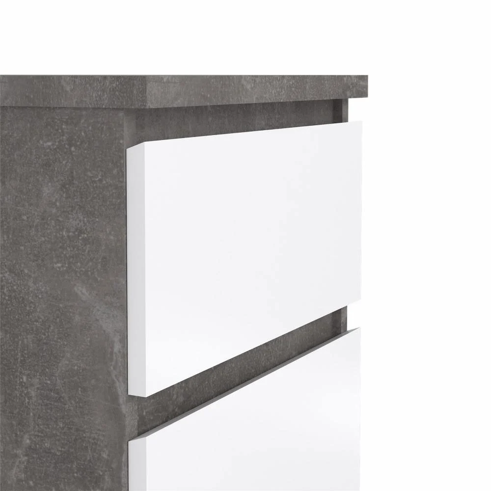 comodino calcestruzzo e bianco lucido 