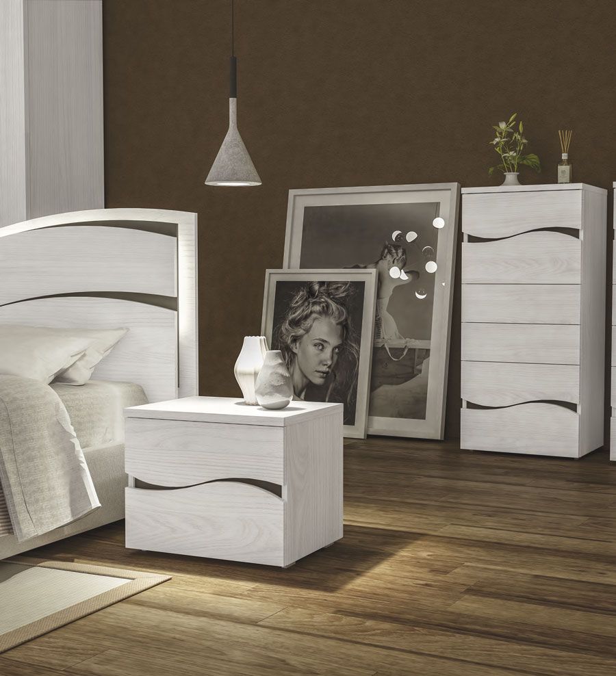 Set zona notte, Comò e Comodini, Olmo Bianco, Made in Italy