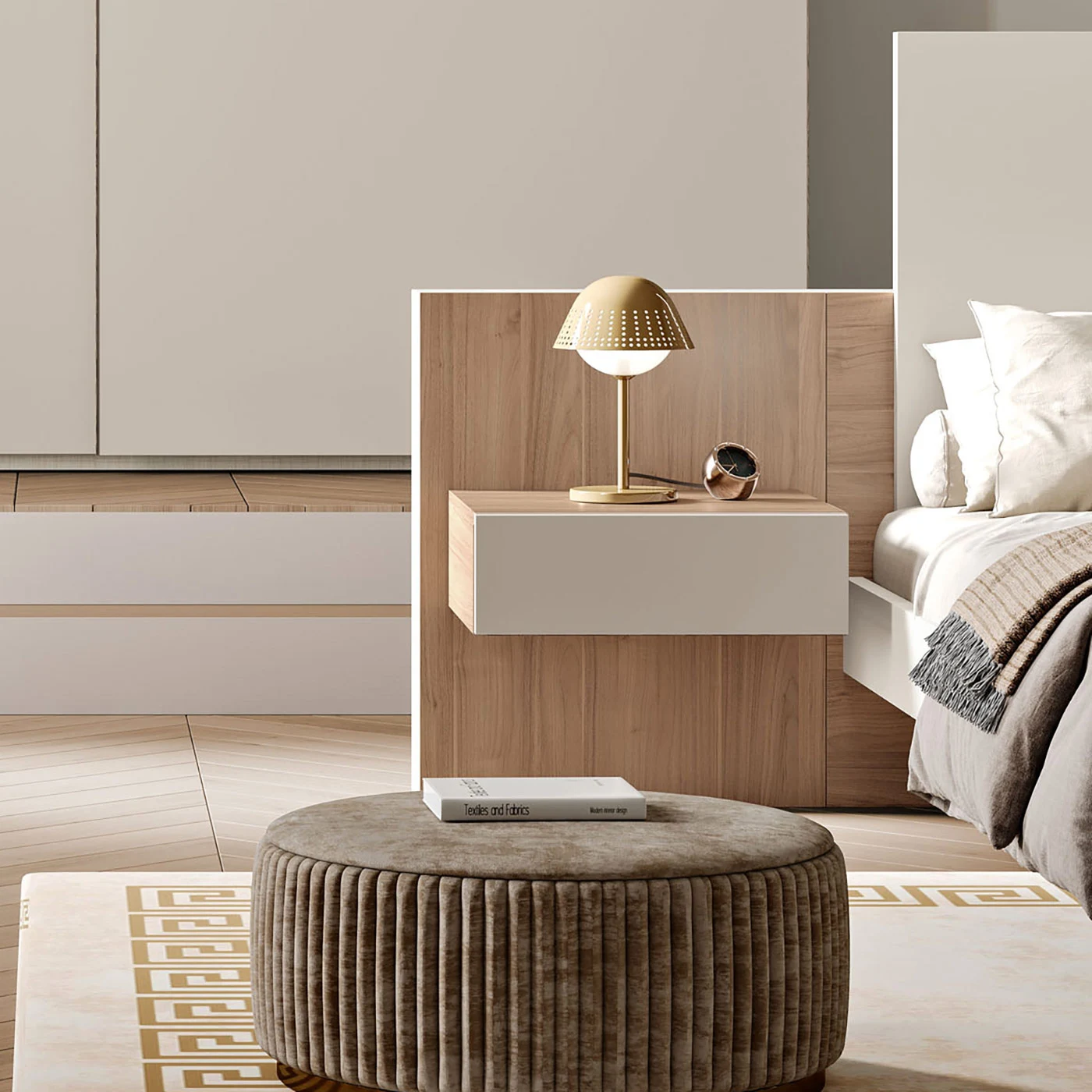 Comodino sospeso, Sequoia honey e Corda Zenzero Shop