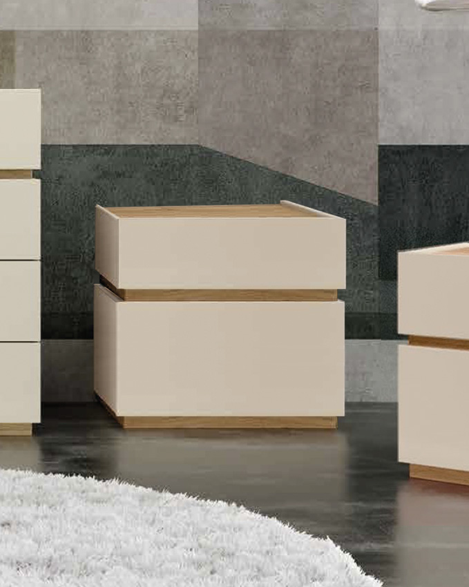 Coppia comodini larghi in finitura Orzo opaco e Noce biondo