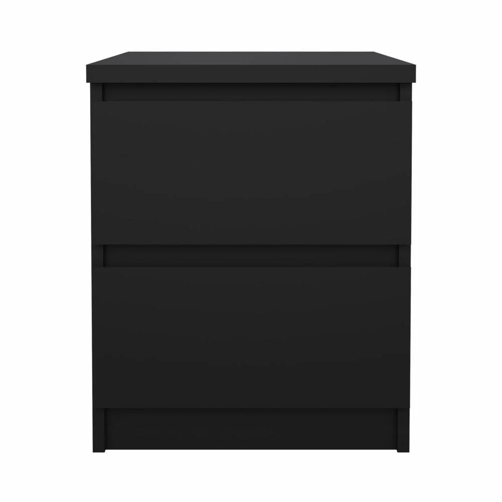 comodino nero opaco con due cassetti
