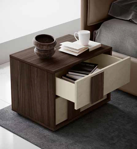 Comodino Argilla e Noce moro a 2 cassetti