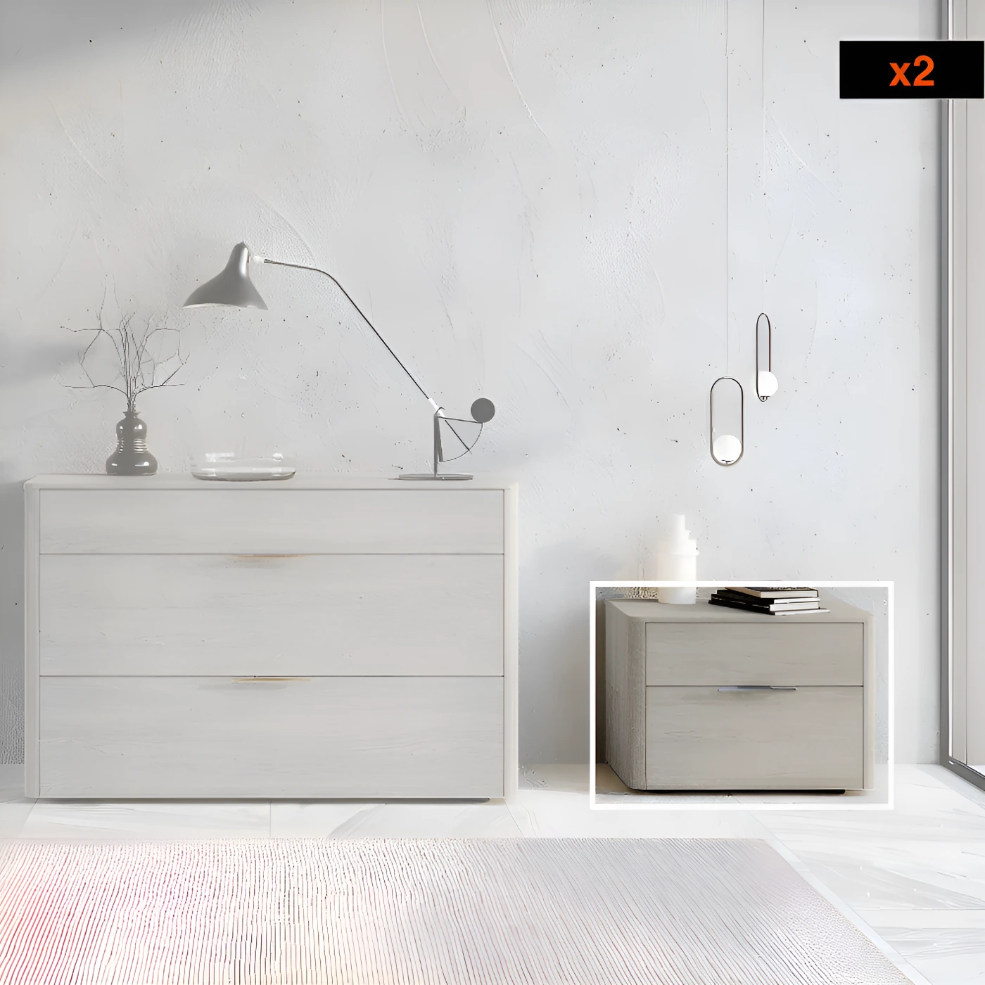 comodino rovere grigio