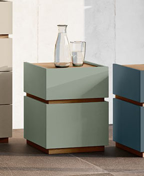 Coppia comodini stretti in finitura Agave e Noce biondo