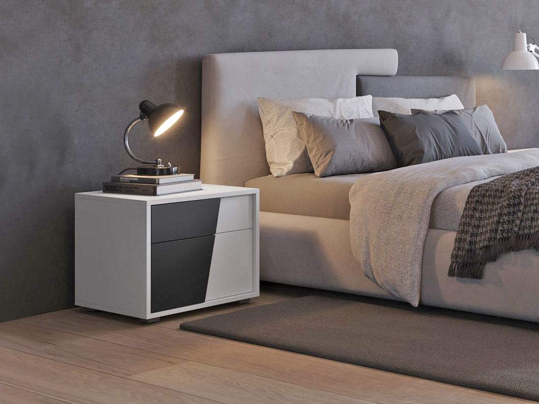 Comodini moderni bicolore, colore laccato opaco Bianco e Nero 