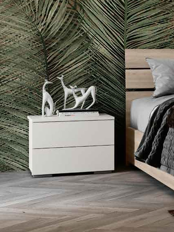 Set Completo con Comò e Comodini, Bianco Nobilitato