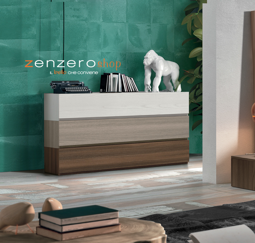 Comò largo Tricolor con 3 cassetti  di alta qualità 