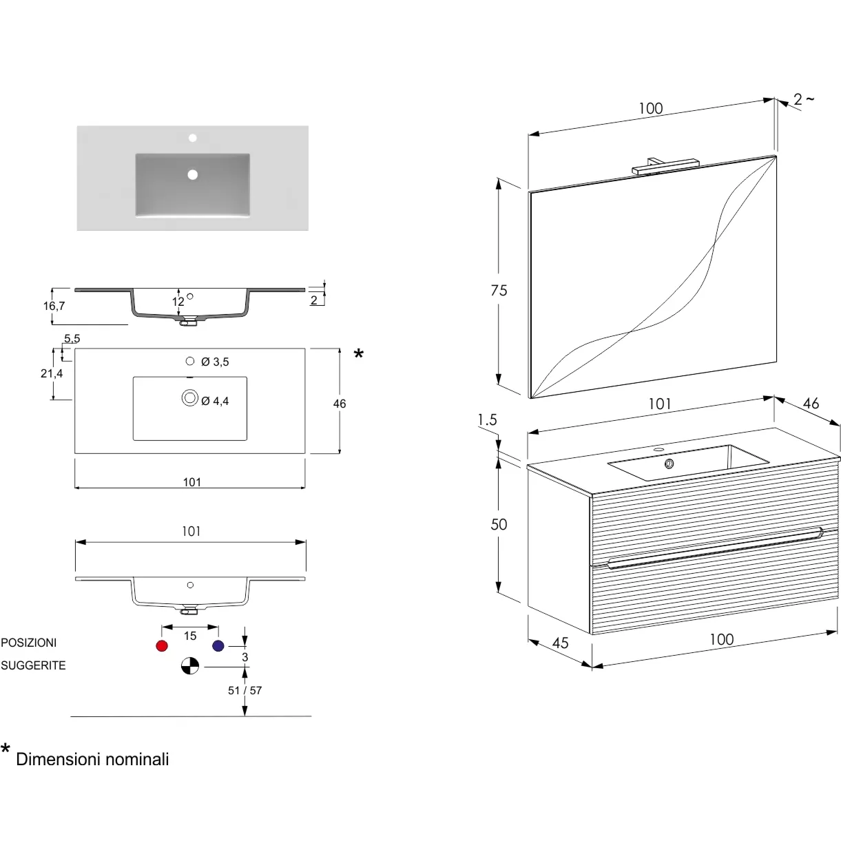 bagno moderno rovere rigato