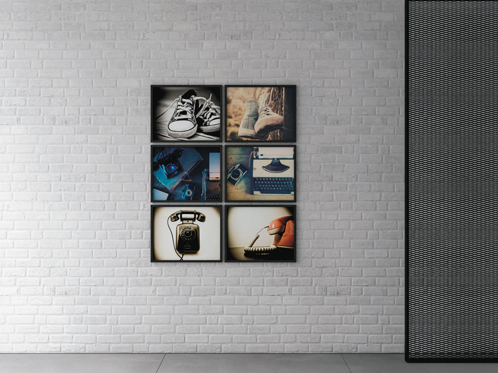 Composizione L.107 x H.134 cm formata da 6 quadri, Made in Italy