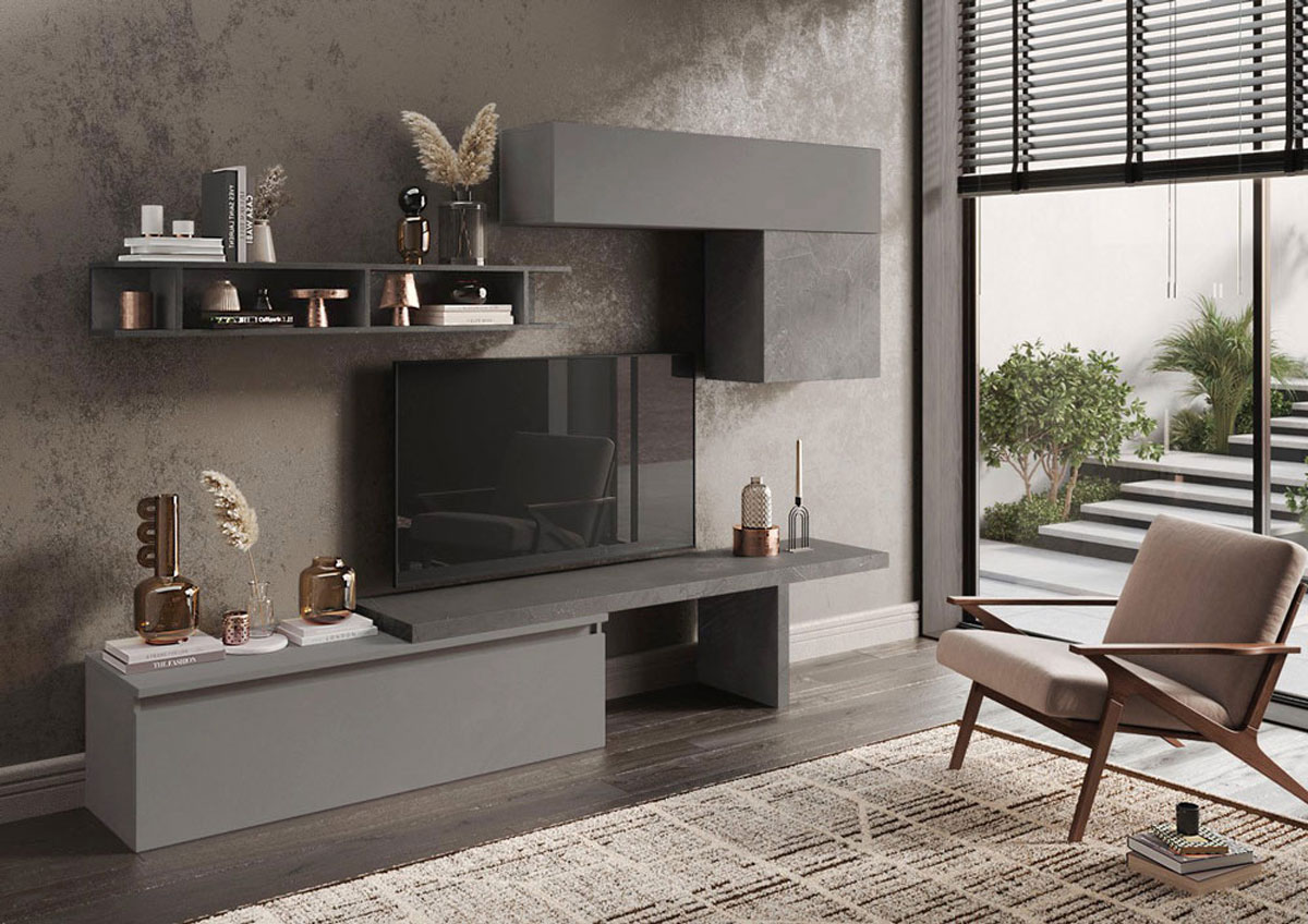 Parete TV Ardesia e Piombo