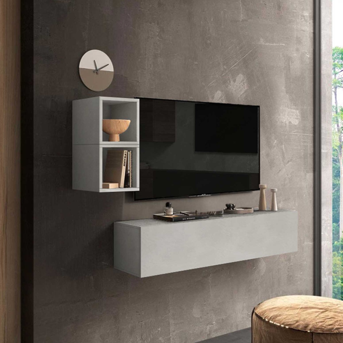  mobile porta tv moderno, finitura Gesso