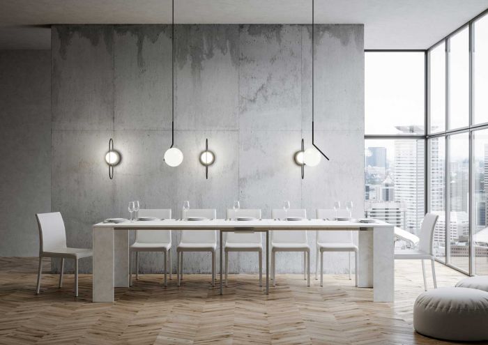 Conveniente consolle allungabile Bianco spatolato, Made in Italy