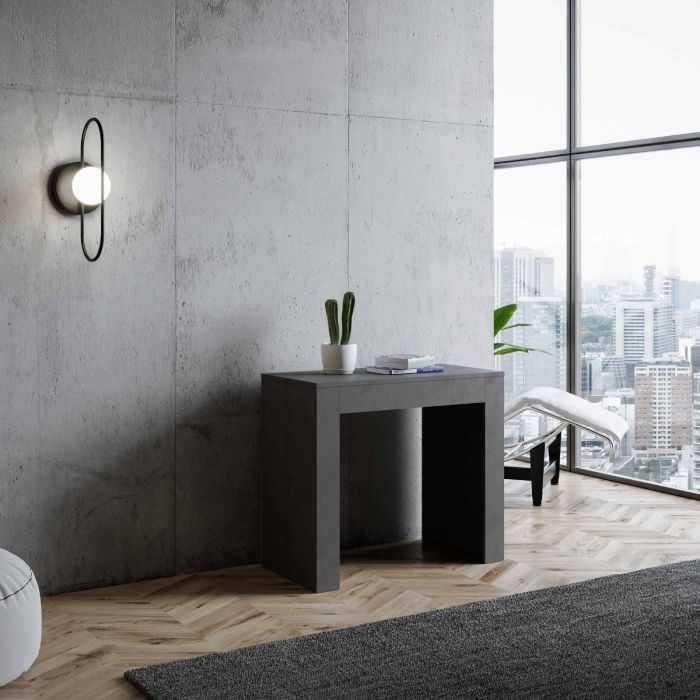 Consolle salvaspazio allungabile, finitura Antracite spatolato, Made in Italy Zenzero Shop