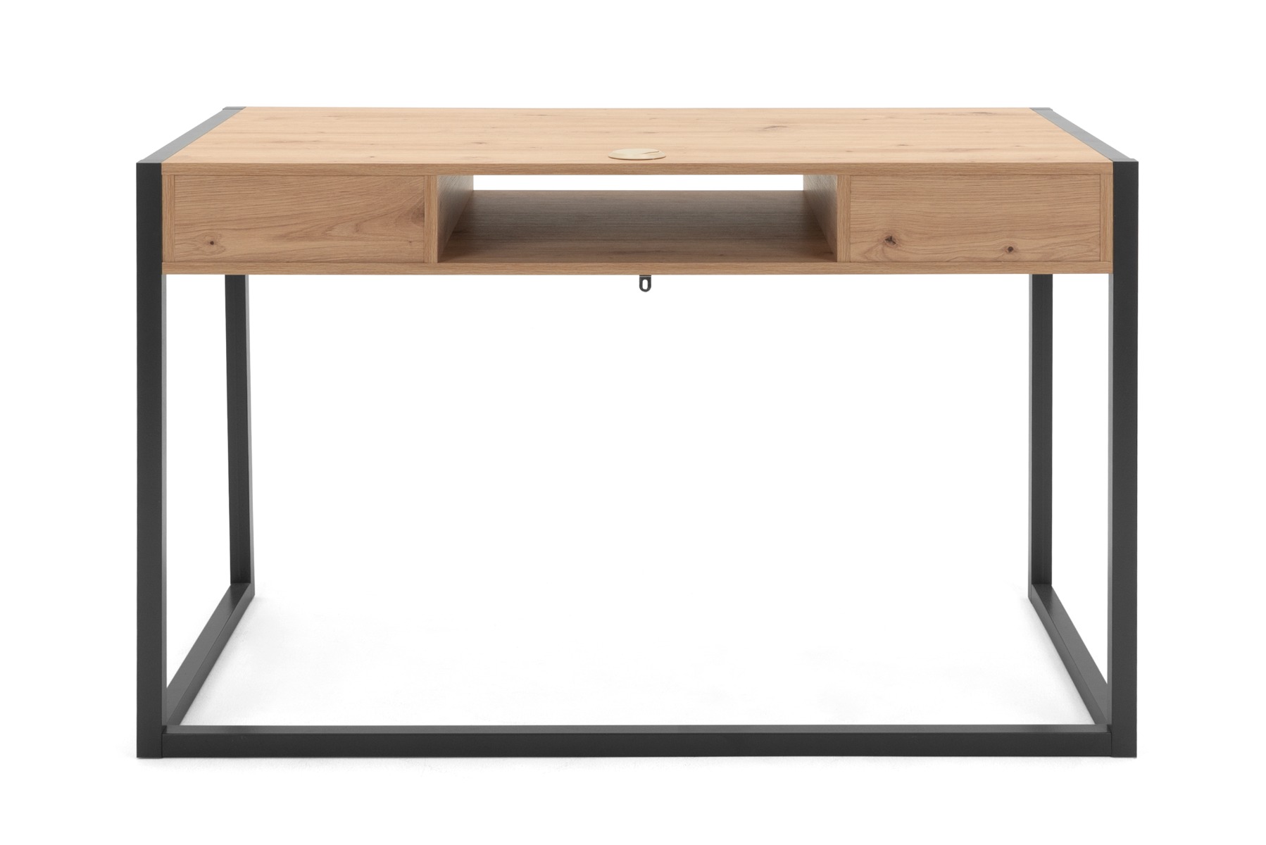 Scrivania industry, 2 cassetti e vano a giorno, finitura Rovere Nodato e struttura in Antracite