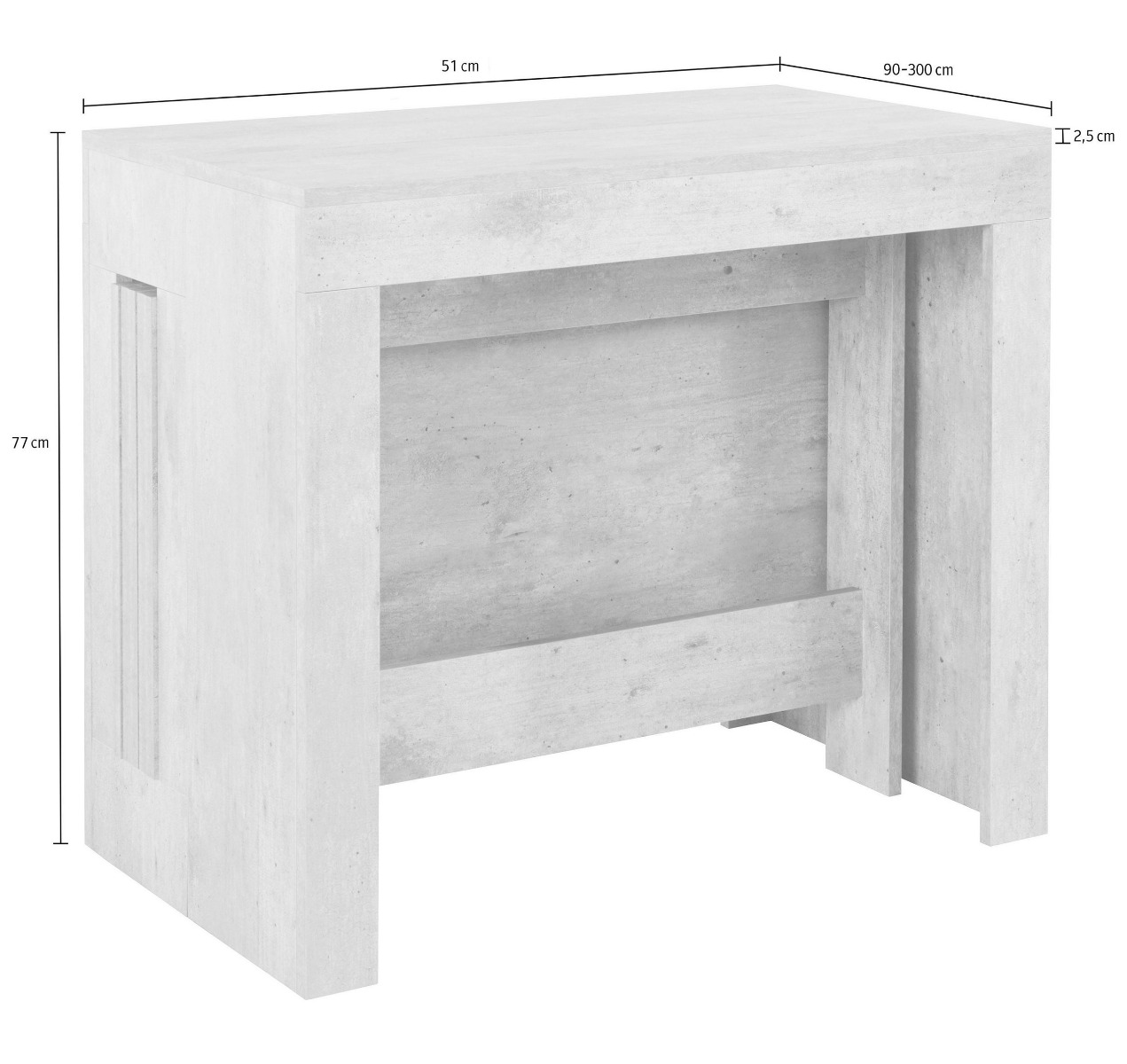 Consolle cemento allungabile, L.300 cm