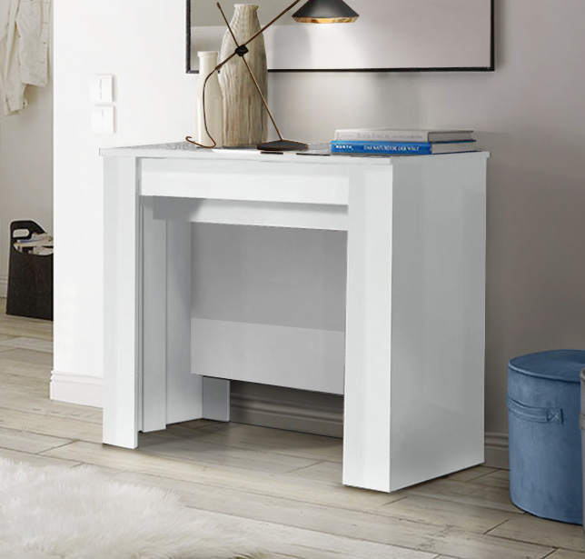 Consolle allungabile bianco lucido fino a 252 cm, Made in Italy Zenzero Shop