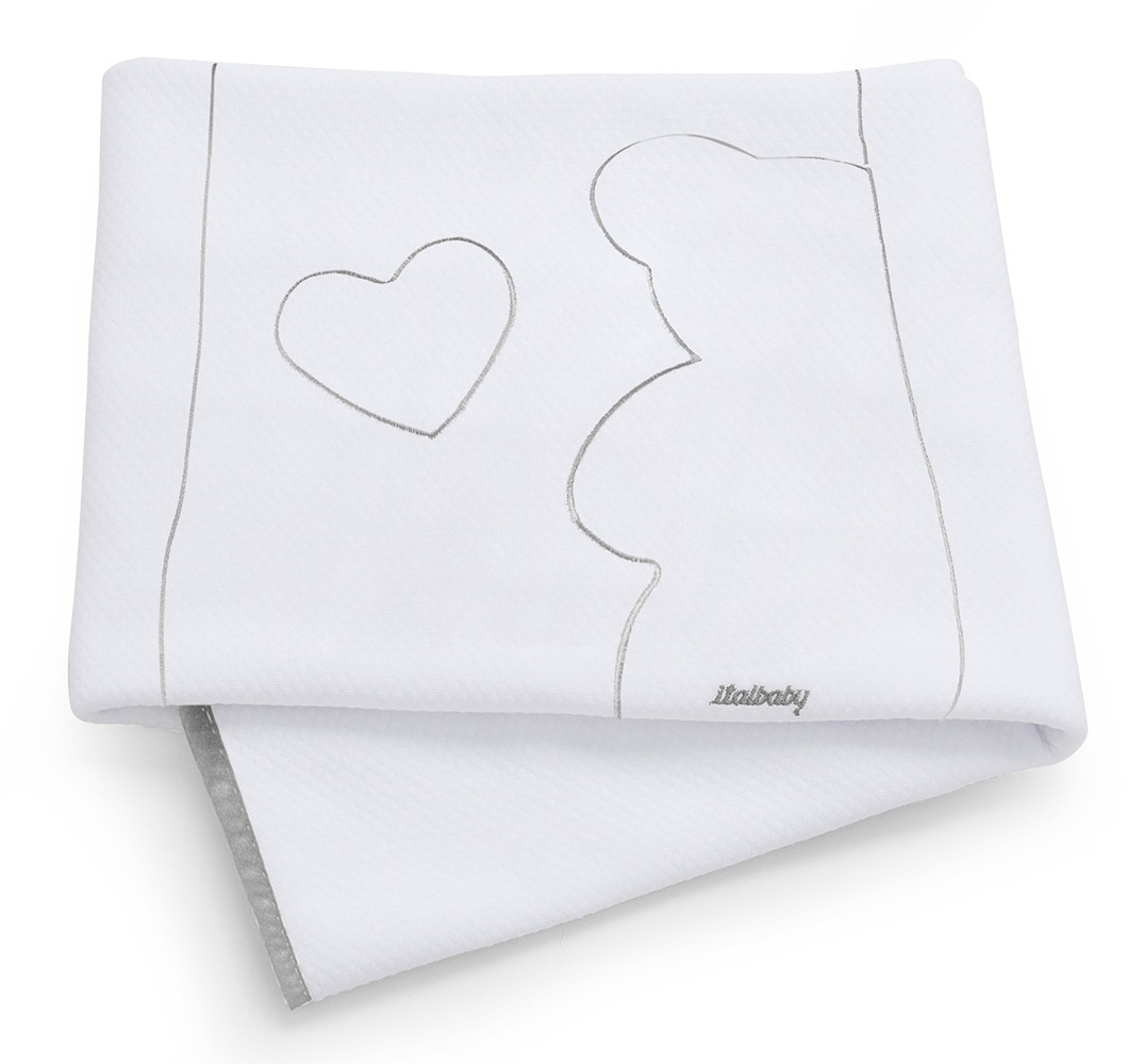 Lettino per neonati Winnie, bianco con decori orsetto