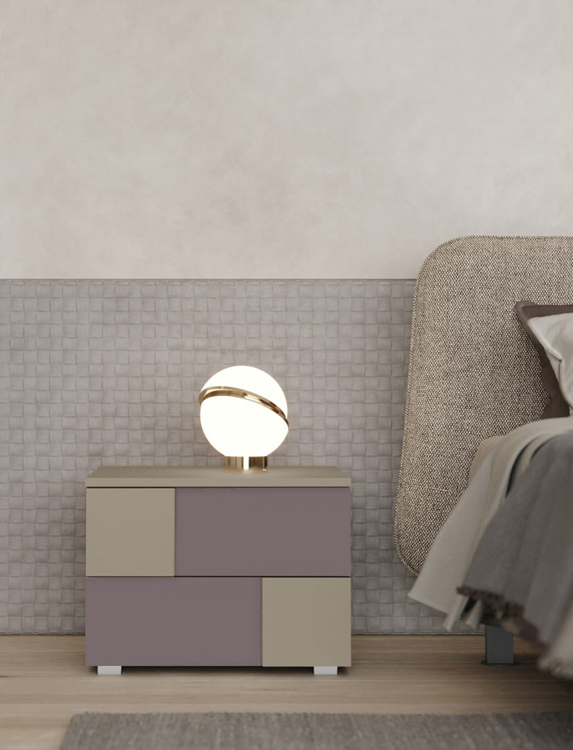 Comodini di design finitura laccato opaco Fango e Tabacco