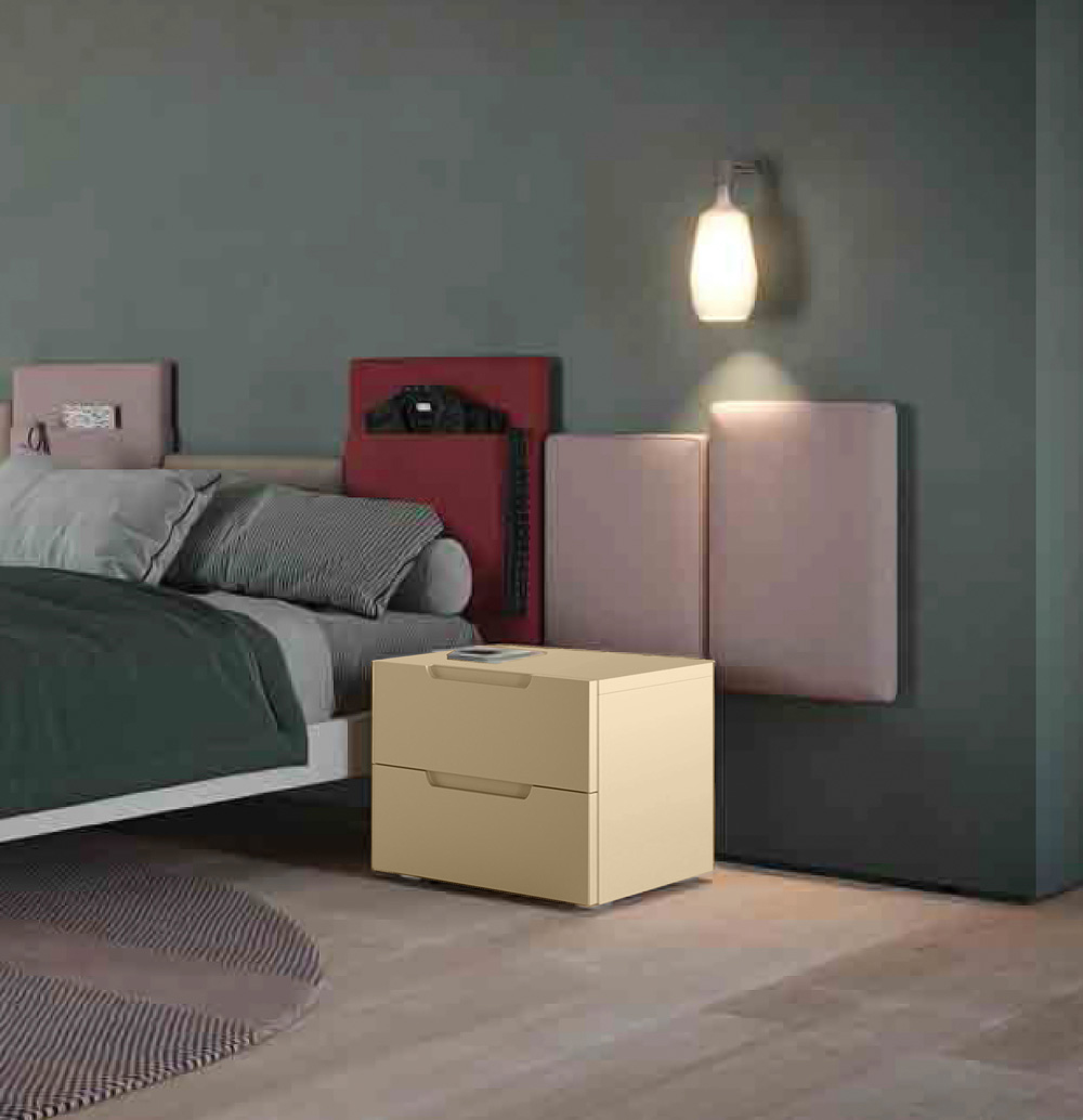 Comodini moderni Collezione Orizzonte, finitura Papiro Zenzero Shop