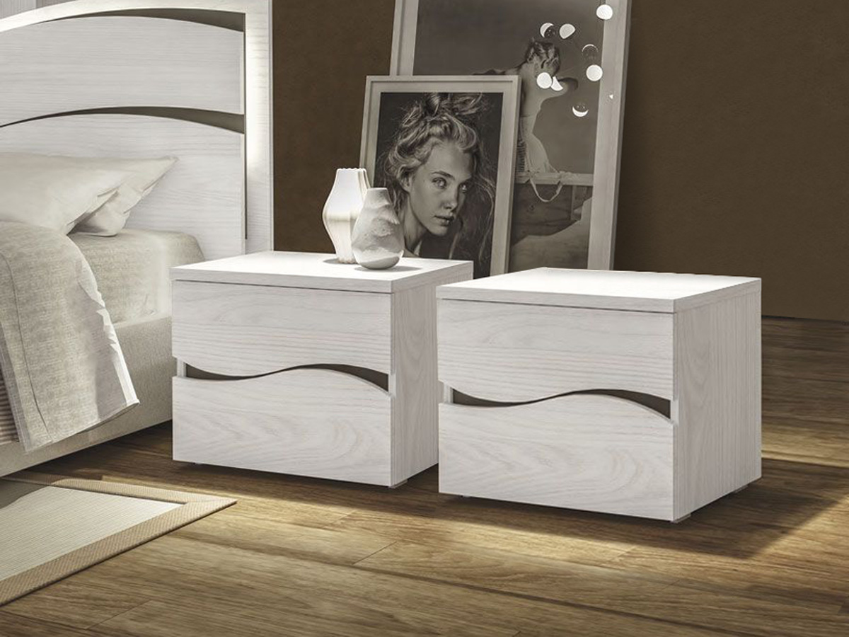 Set zona notte, Settimino, Comò e Comodini, Olmo Bianco, Made in Italy