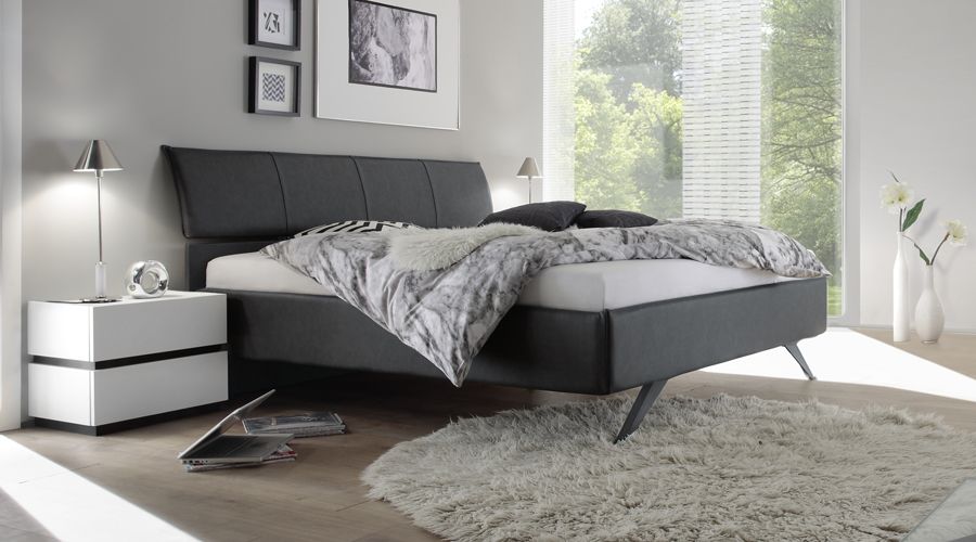 Elegante Letto imbottito Titanium in ecopelle antracite