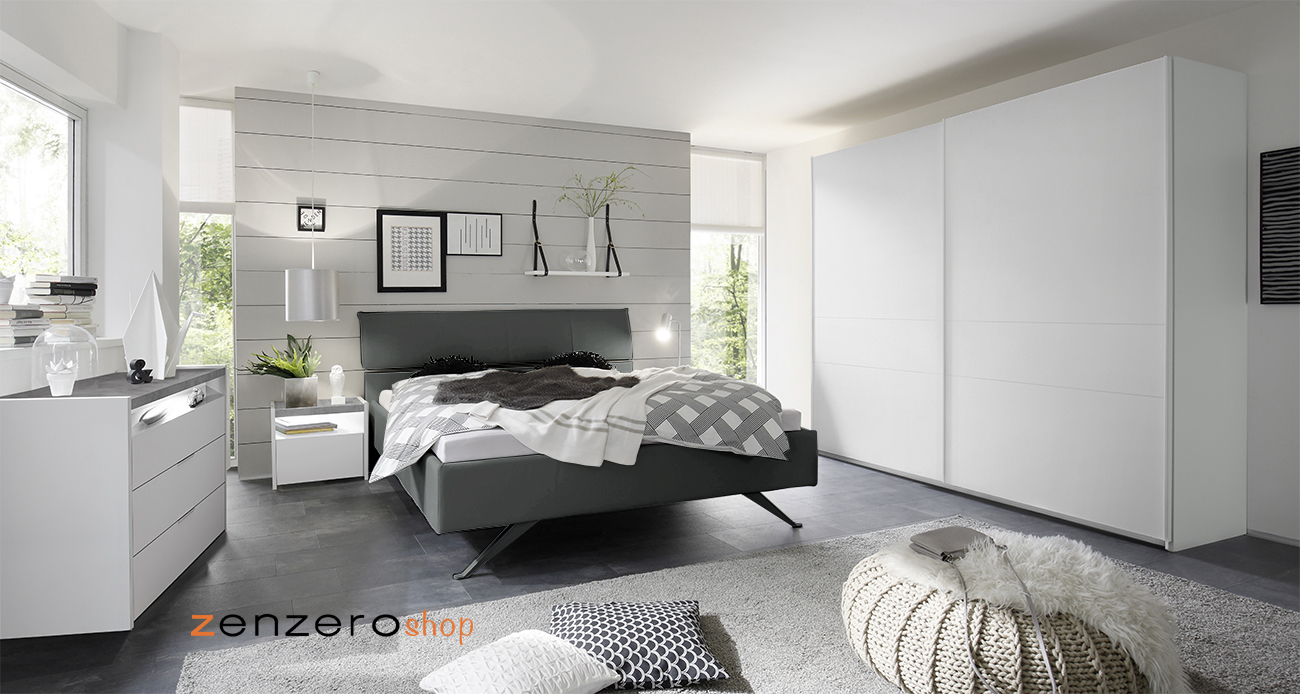 Camera da letto Bianca e Beton completa