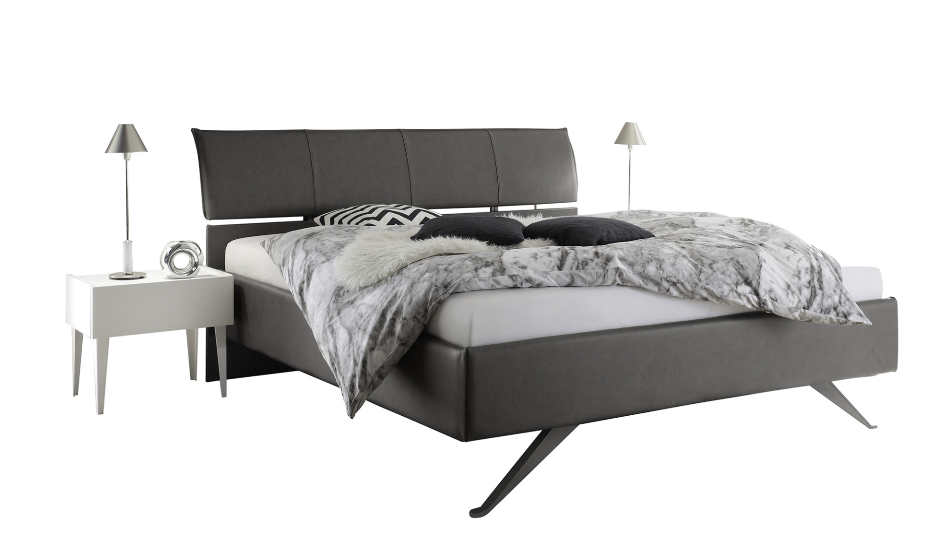 Letto imbottito Titanium in ecopelle antracite